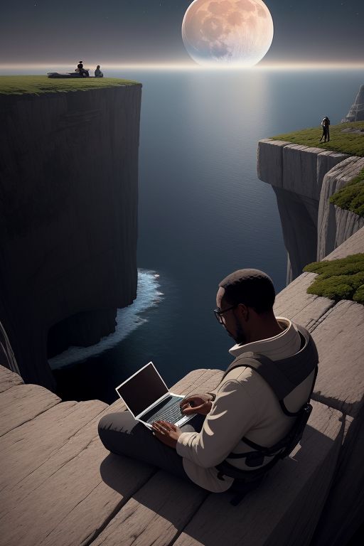 A man sitting at a cliff