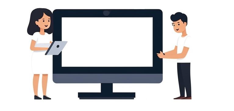 Vector image of two characters planning a website